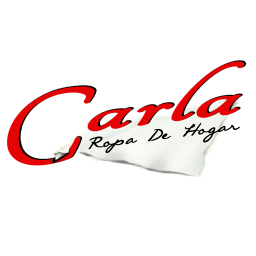 Ropa de hogar Carla, logo con letras en rojo donde pone ropa de hogar